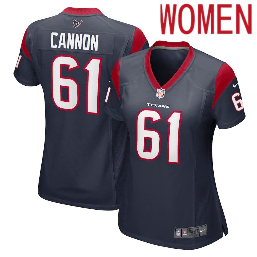 Women Houston Texans #61 Marcus Cannon Nike Navy Nike Game NFL Jersey->women nfl jersey->Women Jersey